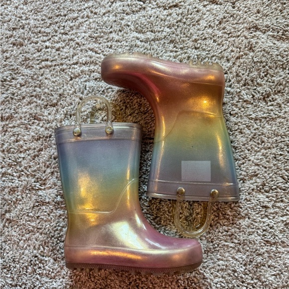 Girls rainboots rainbow rainboots Iridescent Glitter Rain Boots size 6 - Picture 5 of 12